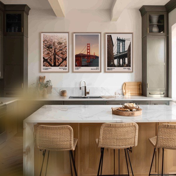 Tiskana slika z okvirjem 50x70 cm Golden Gate – Styler-image-2