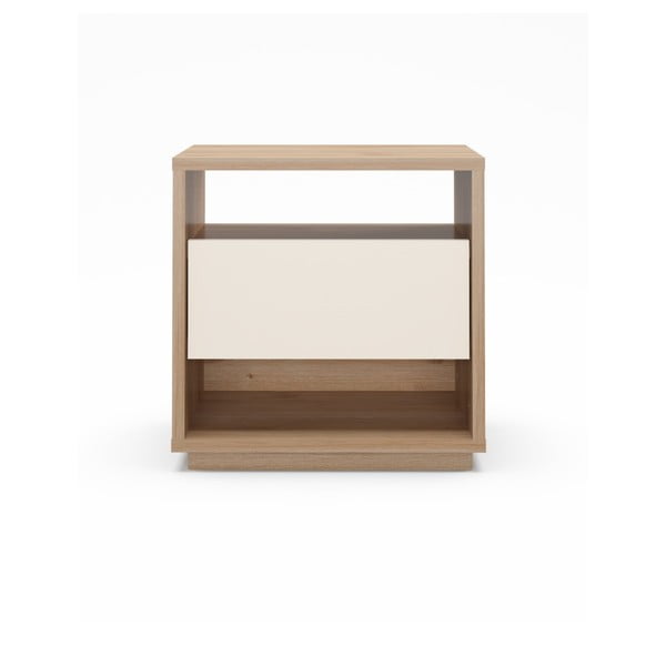 Kremno bela/v naravni barvi nočna omarica v hrastovem dekorju Dennis – Marckeric