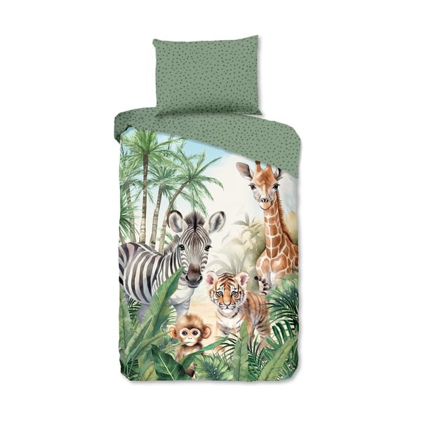 Zelena enojna bombažna otroška posteljnina 140x200 cm Thabo – Good Morning