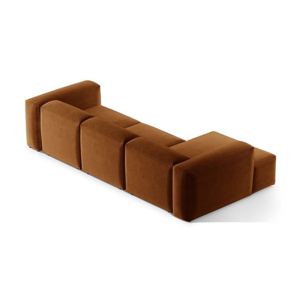 Opečnato oranžna kotna sedežna garnitura (levi kot/z ležalnikom) Bergamo – Cosmopolitan Design-image-4