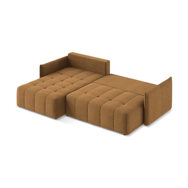 Raztegljiva/s prostorom za shranjevanje kotna sedežna garnitura v barvi terakote (levi kot/z ležalnikom) Moku – Makamii-image-4