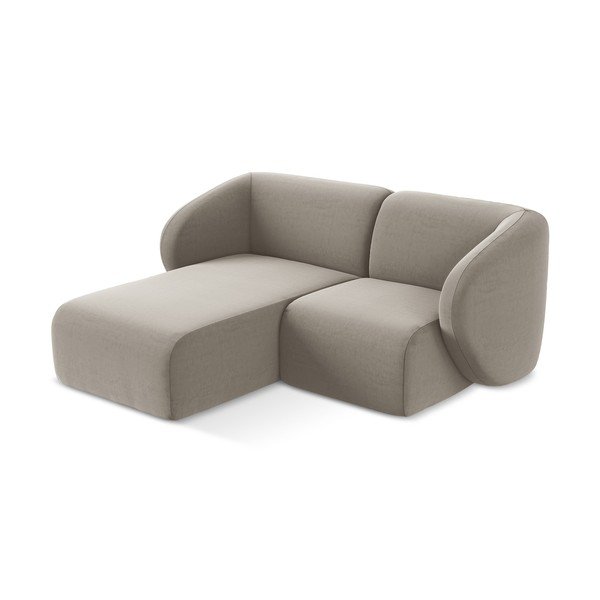 Svetlo rjava žametna kotna sedežna garnitura (levi kot/z ležalnikom) Lani – Makamii-image-2