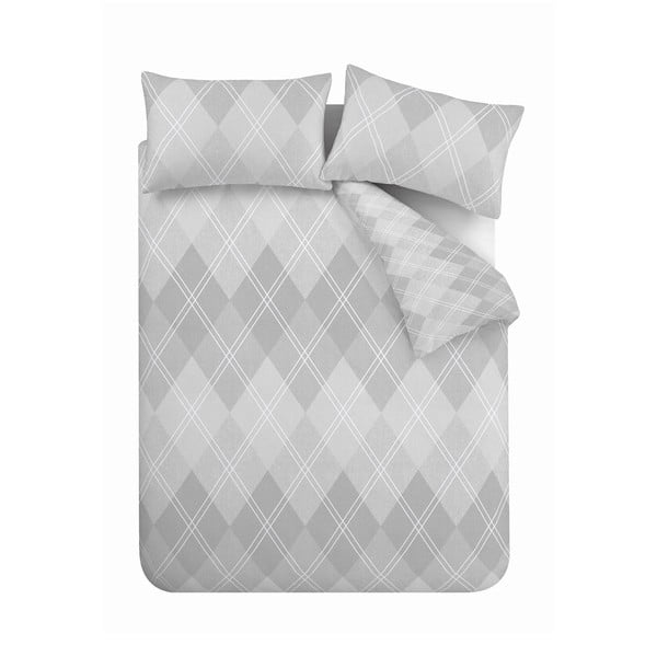 Siva posteljnina za zakonsko posteljo 200x200 cm Argyle - Catherine Lansfield