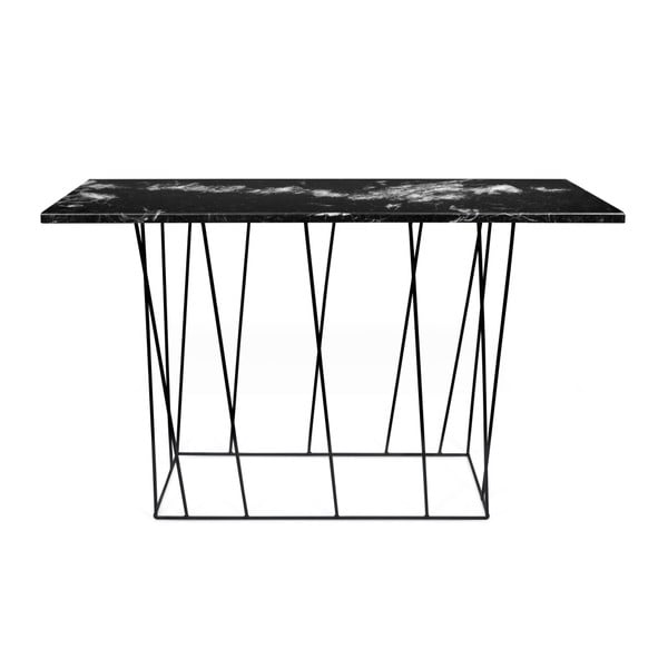 Konzolna mizica iz črnega marmorja s črnimi nogami TemaHome Helix, 40 x 120 cm