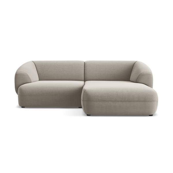 Bež žametna kotna sedežna garnitura (desni kot) Moana – Makamii