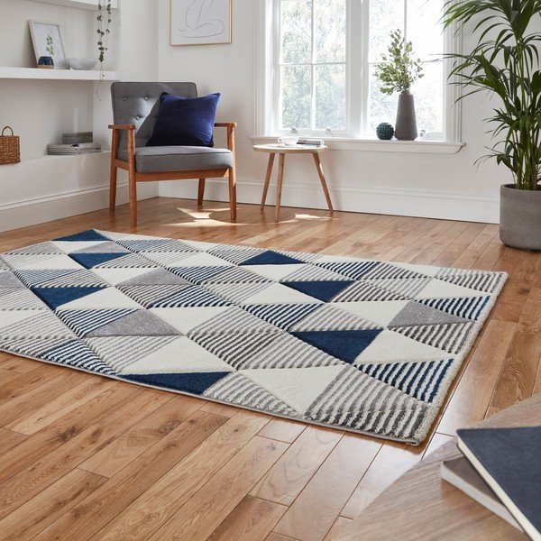 Modro-siva preproga Think Rugs Brooklyn Geo, 120 x 170 cm-image-2