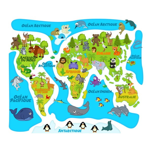 Stenska nalepka Ambiance Barvni Baby World Map