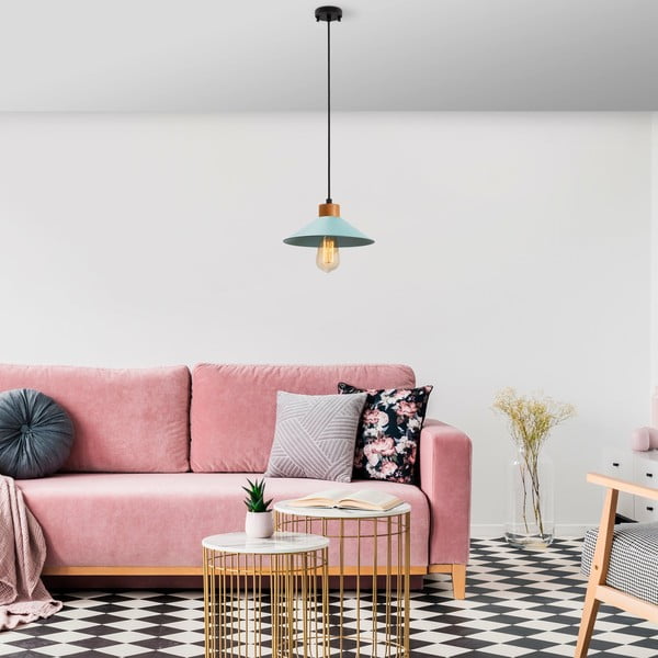 Turkizna/v naravni barvi viseča svetilka s kovinskim senčilom ø 24 cm Manavgat – Opviq lights-image-3