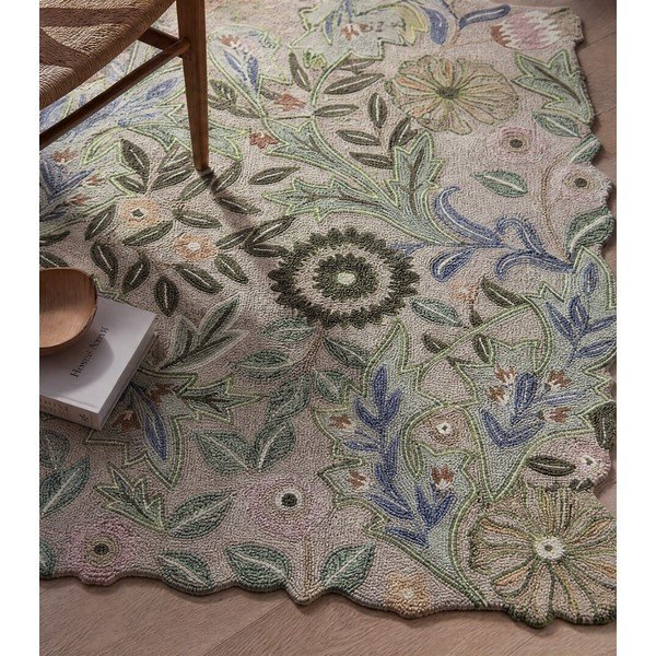 Zelena ročno tkana volnena preproga 120x170 cm Bryony Shaped Floral – Flair Rugs-image-4