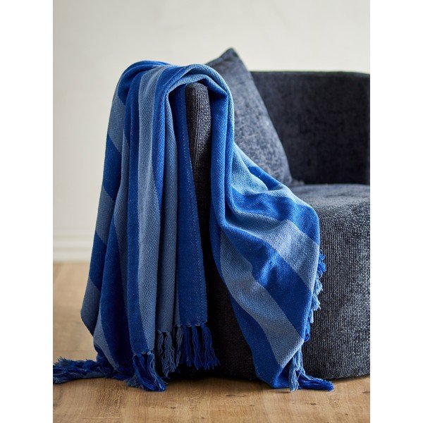 Modra odeja iz recikliranega bombaža 130x160 cm Frello – Bloomingville-image-1