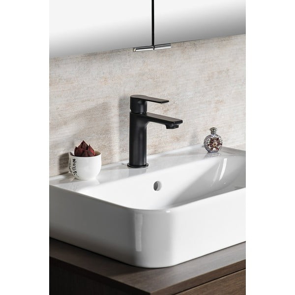 Mat črna stoječa armatura za umivalnik Pax – Sapho-image-2