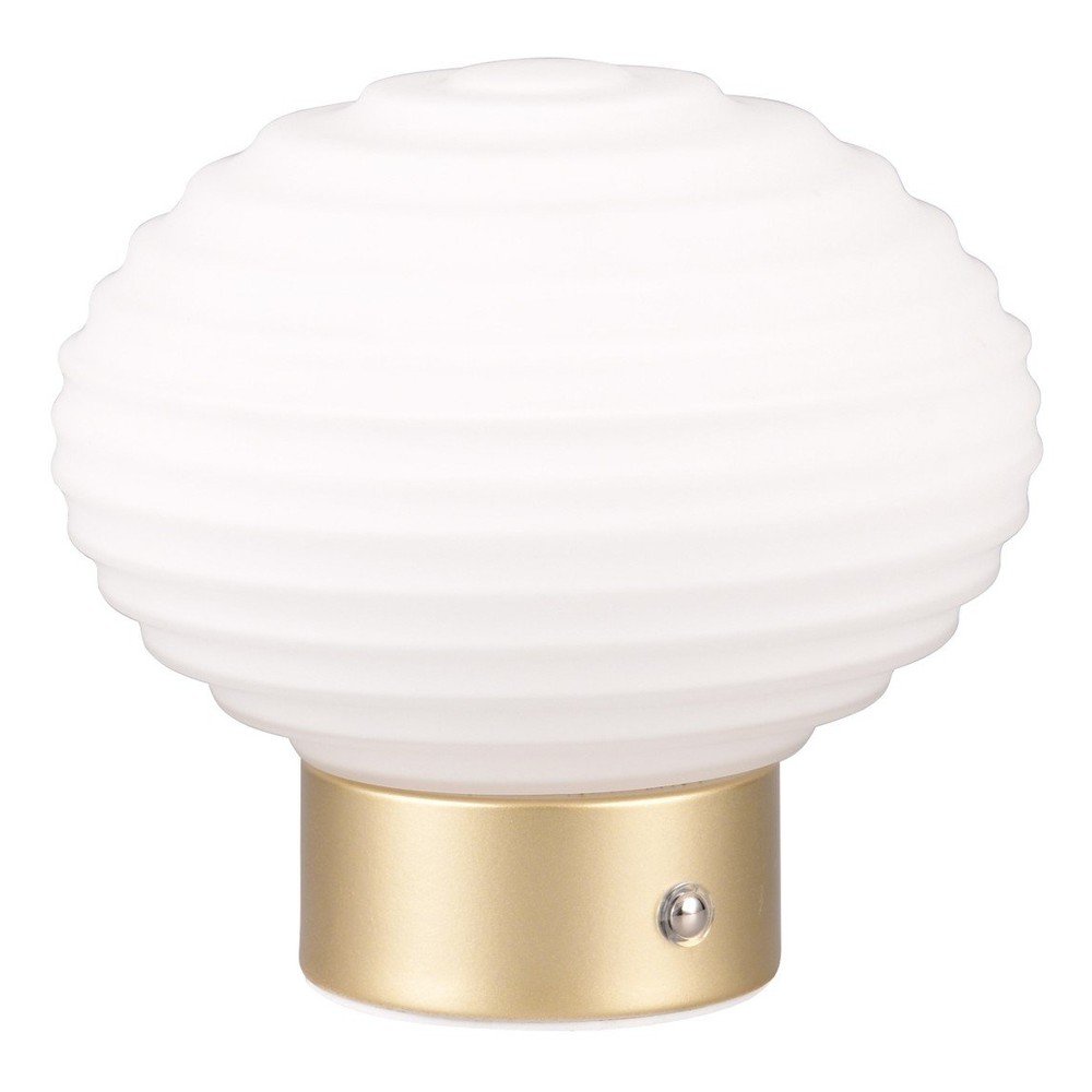 Bela/zlata LED zatemnitvena namizna svetilka s steklenim senčnikom (višina 14,5 cm) Earl