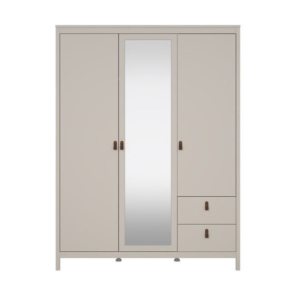 Sivo-bež garderobna omara z ogledalom 150x199x58 cm Madrid – Tvilum