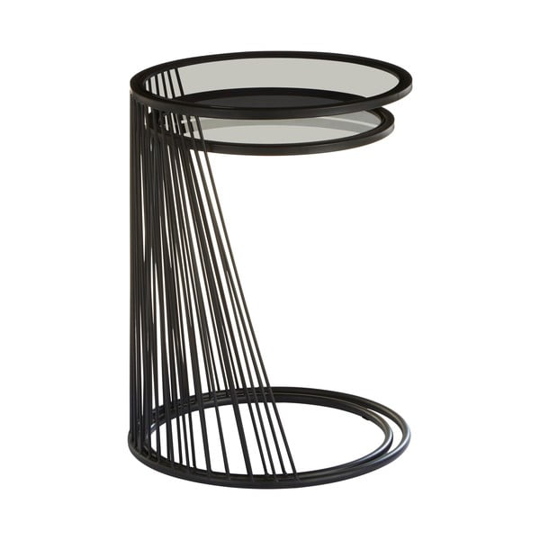 Okrogle stranske mizice s stekleno mizno ploščo v kompletu 2 ks Trento – Premier Housewares-image-1