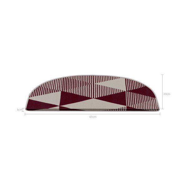 Bordo rdeči/beli komplet preprog za stopnice 16 ks 20x65 cm Triangles – Vitaus-image-4