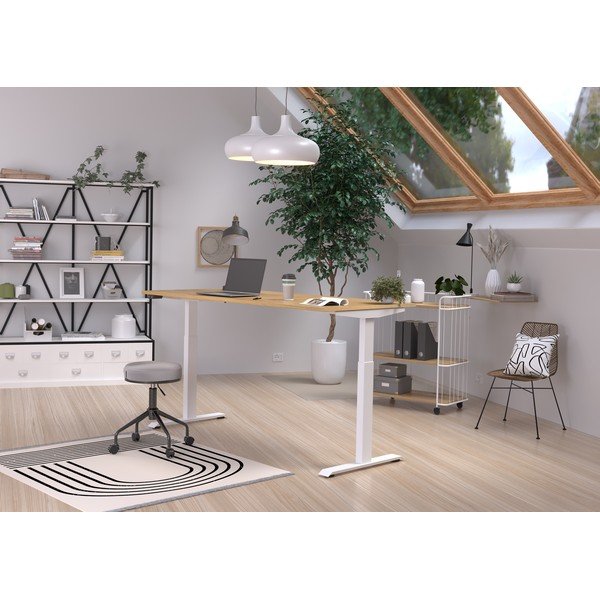 Električna dvižna pisalna miza z mizno ploščo v hrastovem dekorju 80x180 cm Jet – Germania-image-1