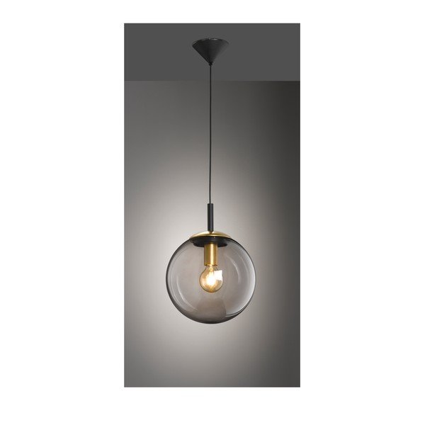 Črna viseča svetilka s steklenim senčilom Dini – Fischer & Honsel-image-1