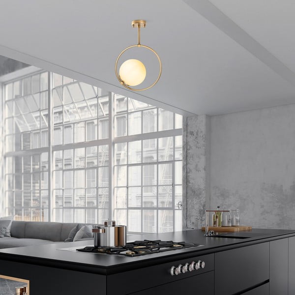 Bela/medeninasta stropna svetilka s steklenim senčilom 39x26 cm Dolunay – Opviq lights-image-3