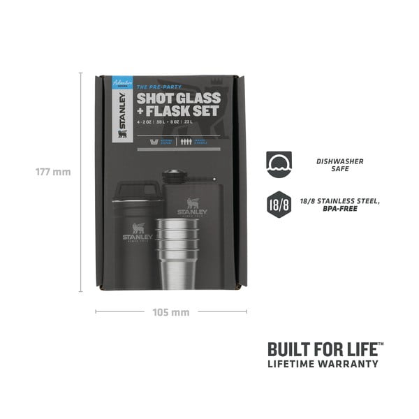 Črn komplet prisrčnice in kozarcev 6 ks iz nerjavečega jekla 250 ml Adventure Black – Stanley-image-1