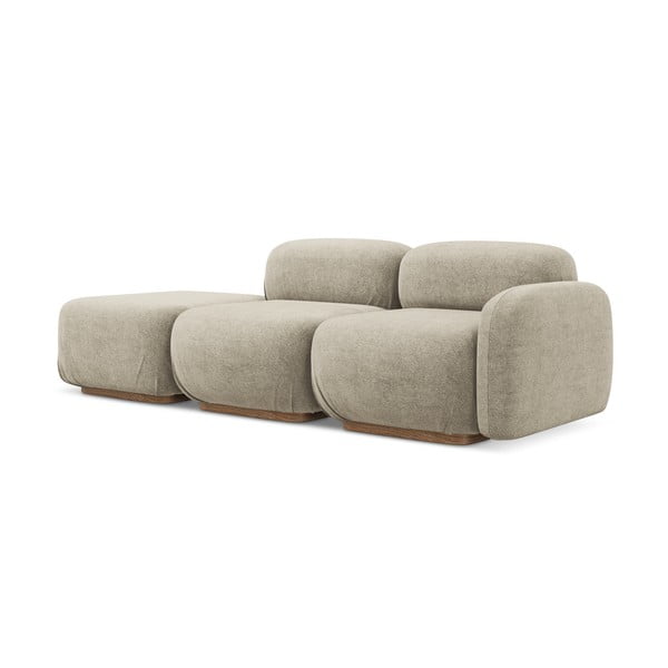 Bež ležalnik iz tkanine bouclé (levi kot) Ailani – Makamii-image-2