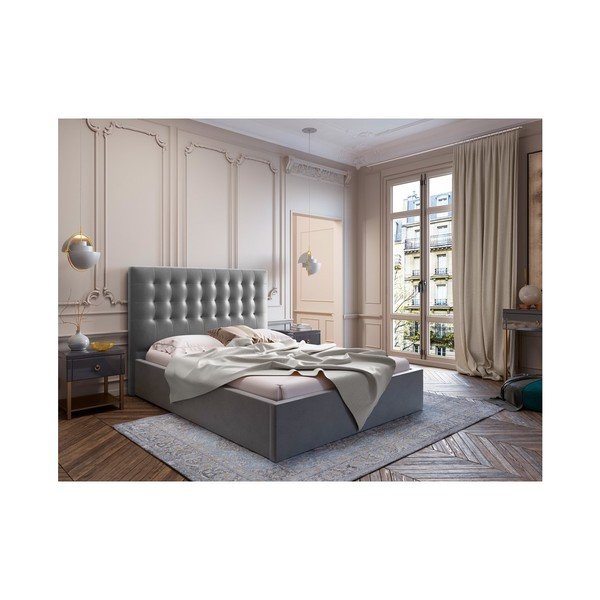 Sivo žametno vzglavje Windsor & Co Sofas Athena, 140 x 120 cm-image-3