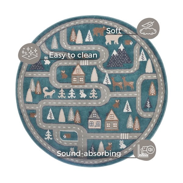 Modrozelena otroška preproga ø 140 cm Streets – Hanse Home-image-4