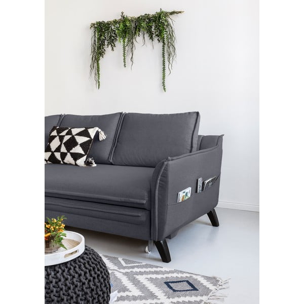 Antracitna raztegljiva sedežna garnitura Miuform Charming Charlie, levi kot-image-4