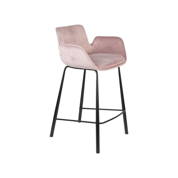 Svetlo rožnati žametni barski stoli v kompletu 2 ks 91,5 cm Brit – Zuiver
