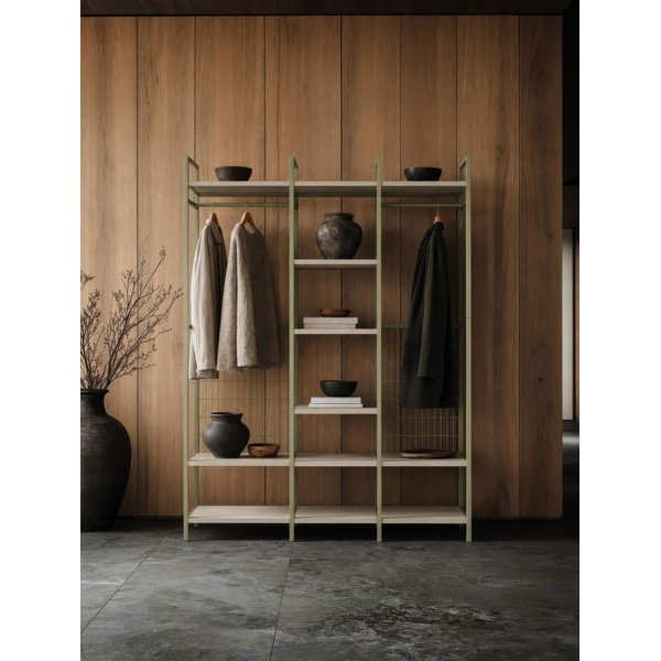 Zelena odprta jeklena garderobna omara 140x179,5x40 cm Amara – Marckeric-image-1