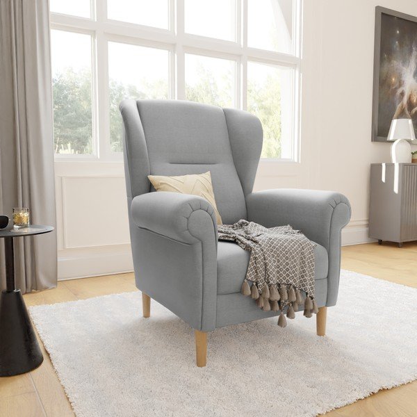 Svetlo siv fotelj z naslonom Swan – Ropez-image-3