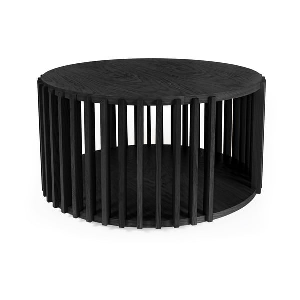 Črna hrastova mizica Woodman Drum, ø 83 cm