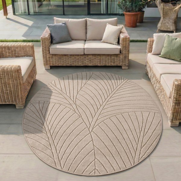 Bež okrogla notranja in zunanja preproga ø 80 cm Nova 1203 – Ayyildiz Carpets-image-1