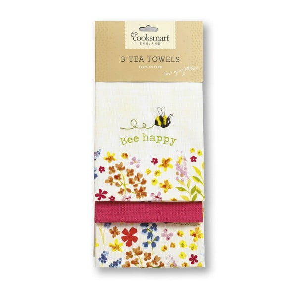 Kuhinjske krpe in kuhinjnska rokavica v kompletu 4 ks Bee Happy – Cooksmart ®-image-4