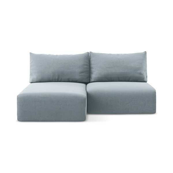 Modra žametna raztegljiva/s prostorom za shranjevanje kotna sedežna garnitura (levi kot/z ležalnikom) Kalena – Makamii