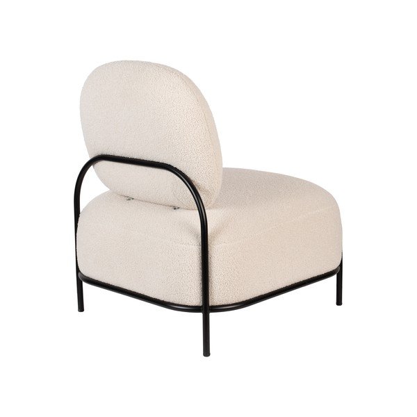 Kremno bel fotelj iz tkanine bouclé Polly – White Label-image-4