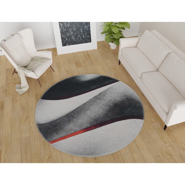 Črna/bela pralna okrogla preproga ø 120 cm – Vitaus-image-1