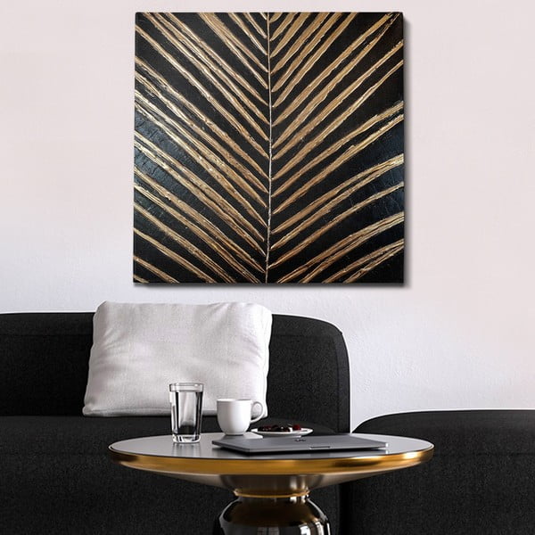 Ročno naslikana slika 70x70 cm Palm Leaf – Wallity-image-1