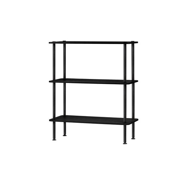 Črn regal v hrastovem dekorju 80x90,5x35 cm Teidi – noo.ma