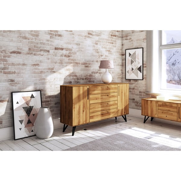 Visoka komoda iz hrastovega lesa 182x100 cm Golo - The Beds-image-4