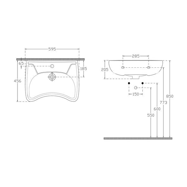 Bel keramičen umivalnik 59x45,5 cm Handicap – Sapho-image-3