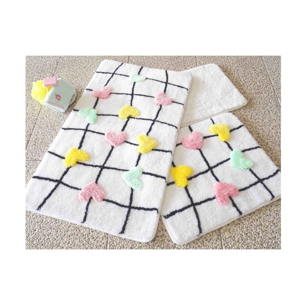 Komplet 3 kopalniških preprog Hearts