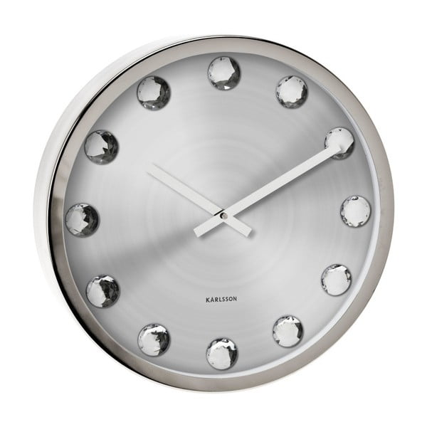 Sedanji čas Big Diamond Silver Clock