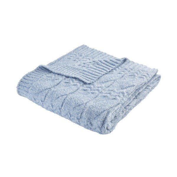 Modra pletena odeja 150x200 cm Cable Knit – Bianca-image-2