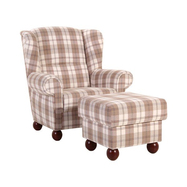 Rjava kvačkana Max Winzer Monarch Chenille Ottoman-image-1