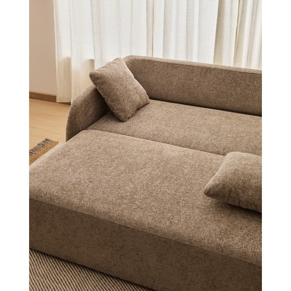 Sivorjava raztegljiva sedežna garnitura iz šenilje 218 cm Laira – Kave Home-image-4