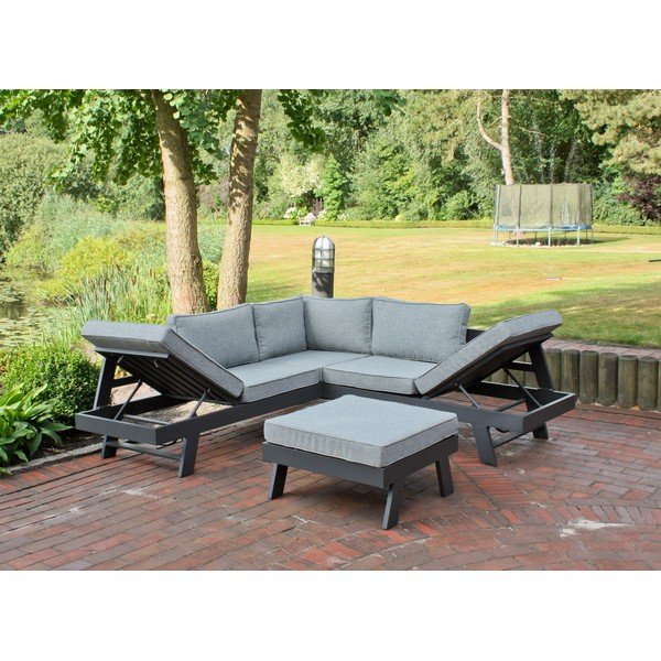 Siva aluminijasta vrtna garnitura za 4 osebe Donna – Garden Pleasure-image-2