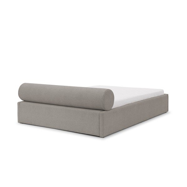 Svetlo siva oblazinjena zakonska postelja s prostorom za shranjevanje z letvenim dnom 140x200 cm Cille – Ropez-image-3