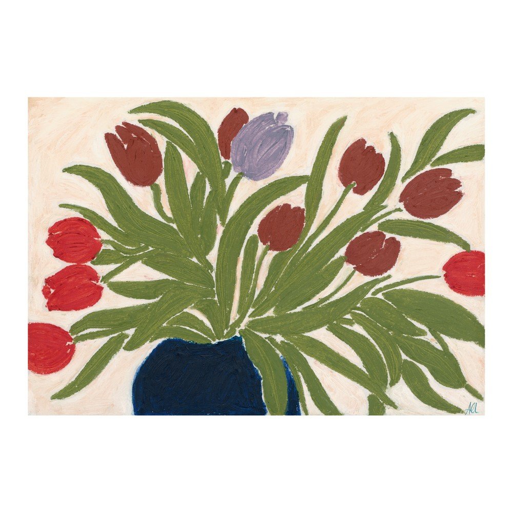 Plakat 70x50 cm Tulips in a Blue Vase – Anine Cecilie Iversen