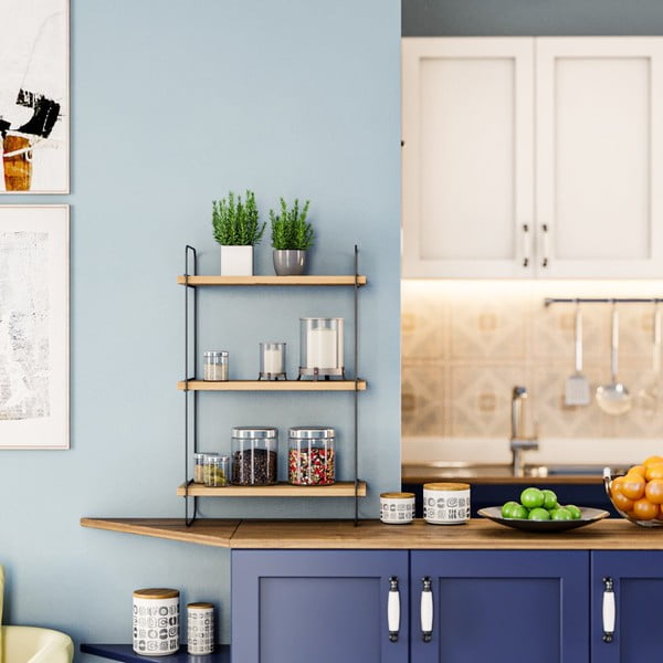 Večnivojska polica v hrastovem dekorju v naravni barvi 40 cm Pulalis – Kalune Design-image-2