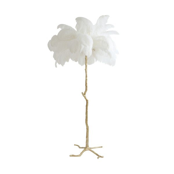 Bela/zlata stoječa svetilka s senčilom iz perja (višina 180 cm) Feather – Light & Living-image-3
